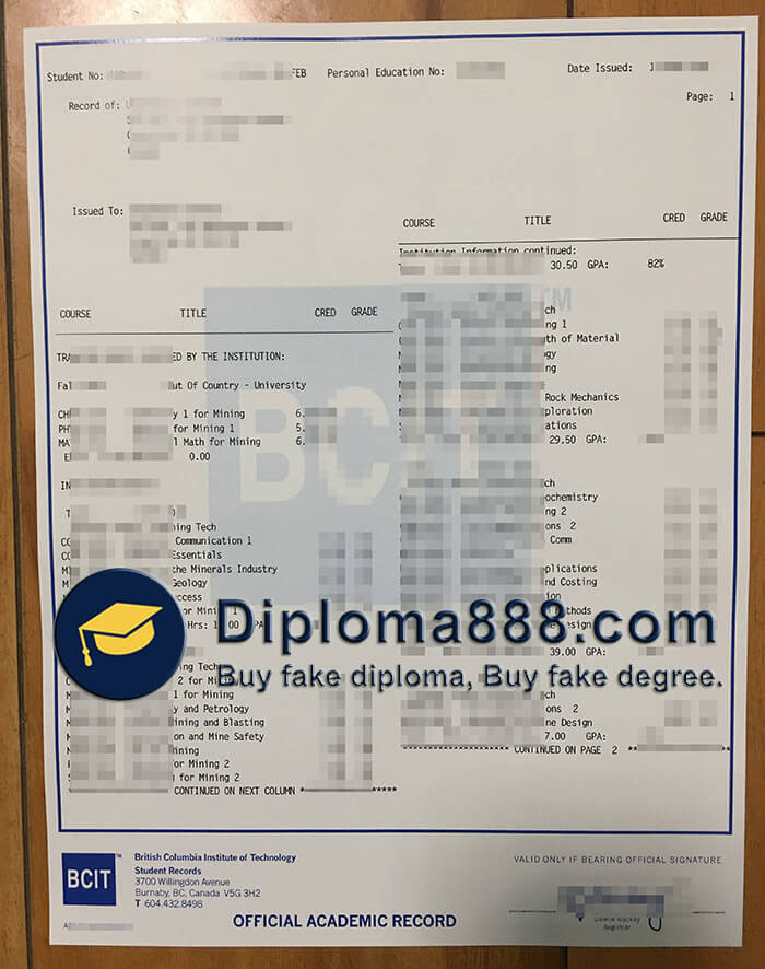 buy fake British Columbia Institute of Technology degree