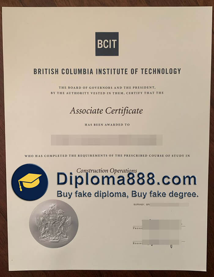 buy fake British Columbia Institute of Technology certificate