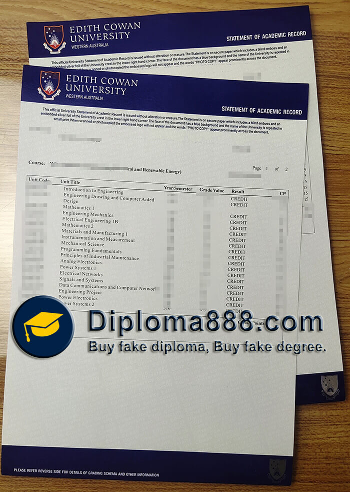 order fake Edith Cowan University transcript