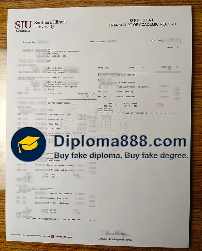 buy fake Southern Illinois University transcript