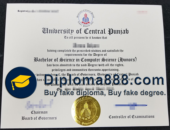 buy fake University of Central Punjab degree
