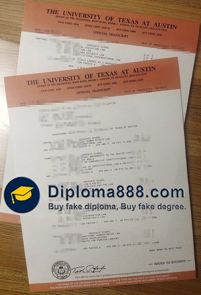 buy fake University of Texas at Austin transcript