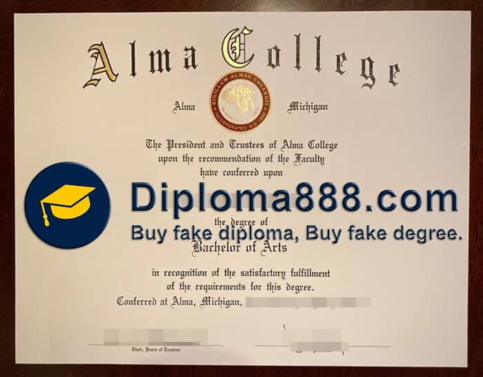 buy fake Alma College degree