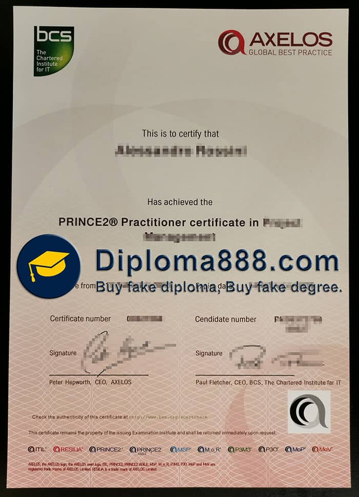buy fake Axelos Prince2 certificate