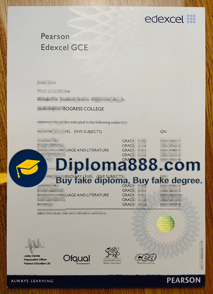 buy fake Pearson Edexcel GCE certificate