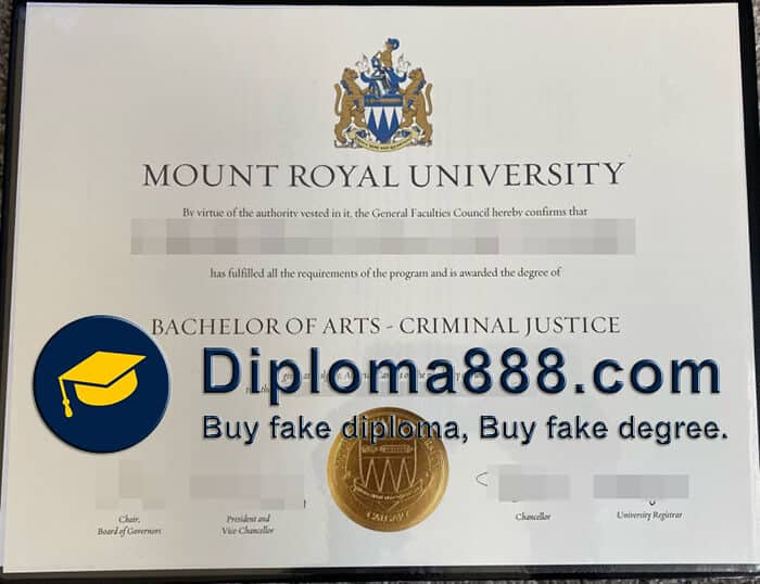 buy fake Mount Royal University degree