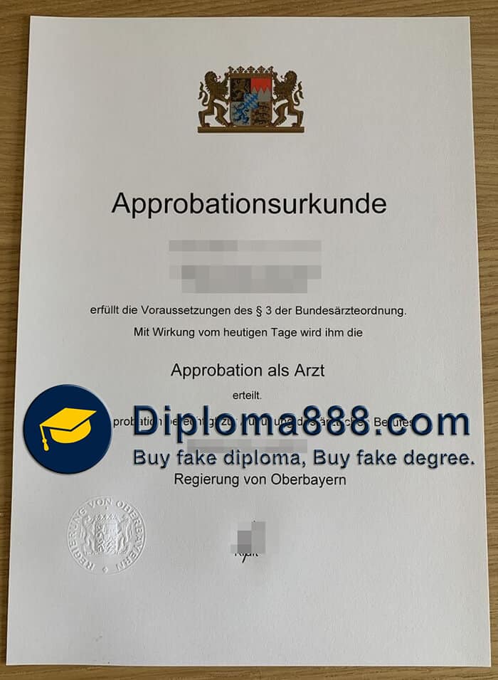buy fake Regierung von Oberbayern Approbation als Arzt certificate