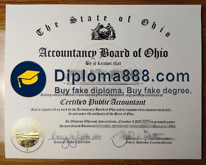 buy fake State of Ohio CPA certificate