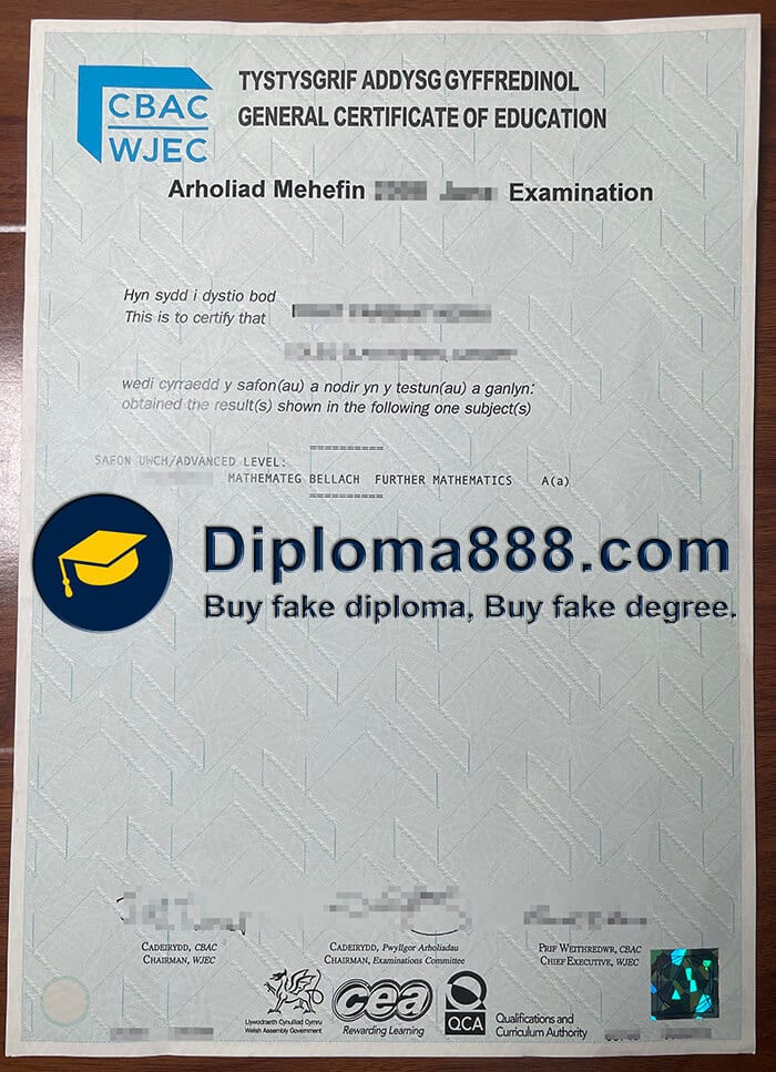 buy fake WJEC General Certificate of Education certificate