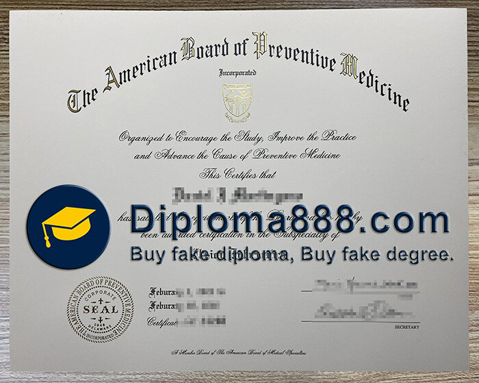 buy fake American Board of Preventive Medicine certificate