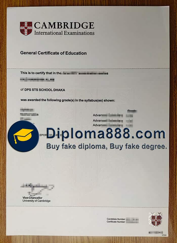 buy fake Cambridge GCE certificate