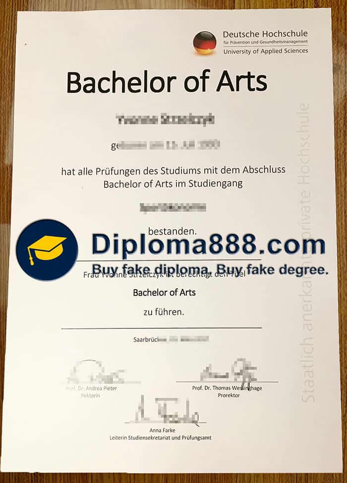 buy fake German University of Prevention and Health Management degree