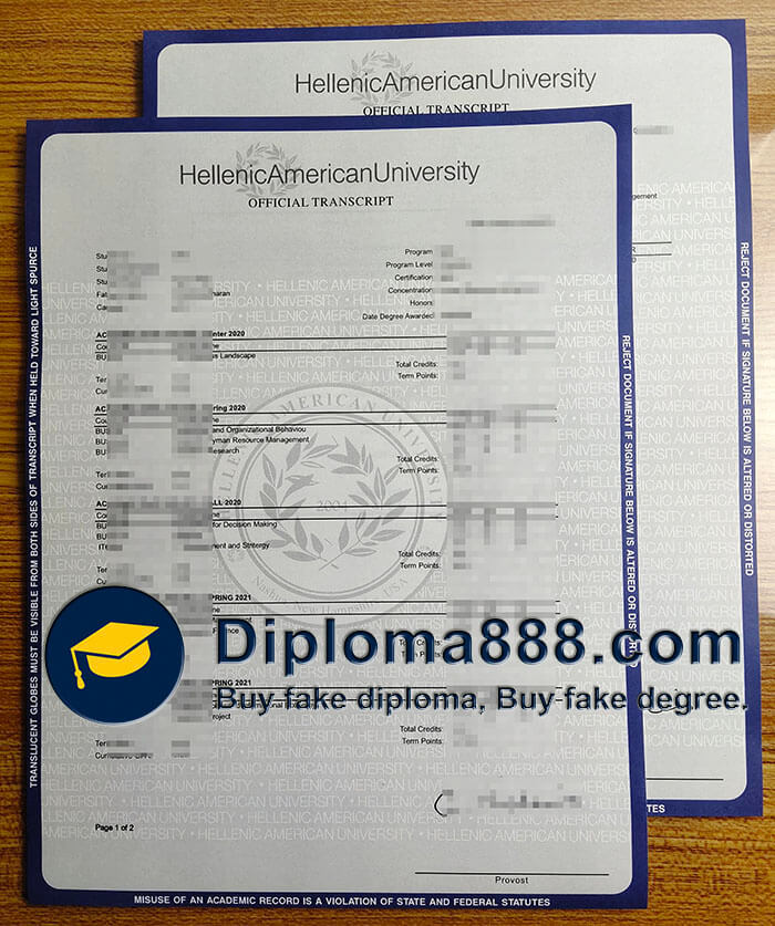 buy fake Hellenic American University transcript