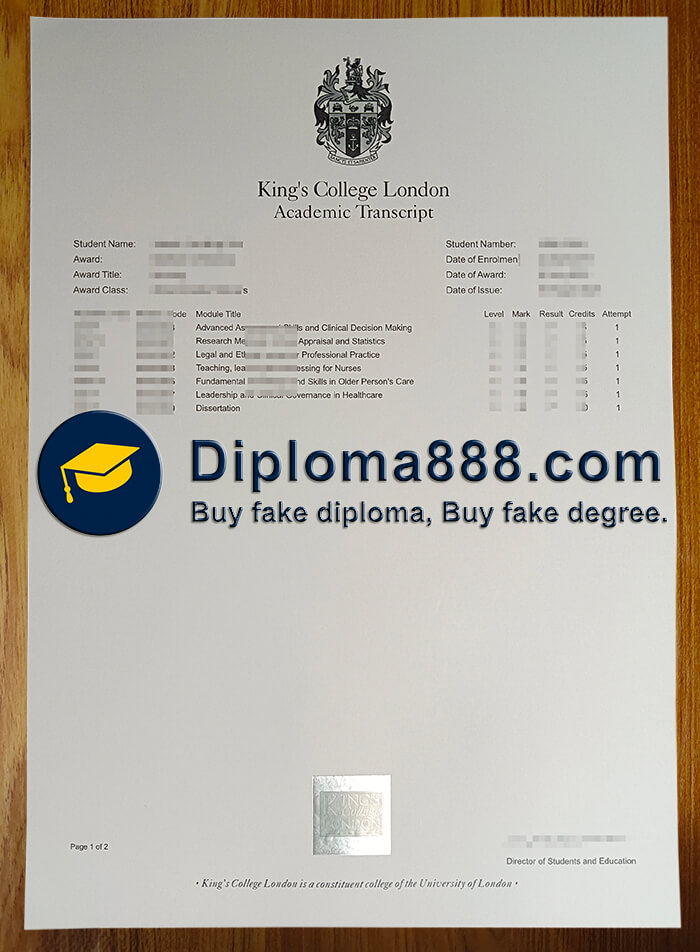 buy fake King's College London Academic transcript