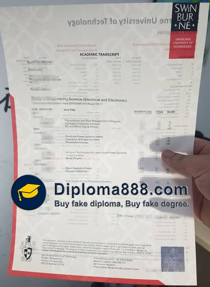 buy fake Swinburne University Technology transcript