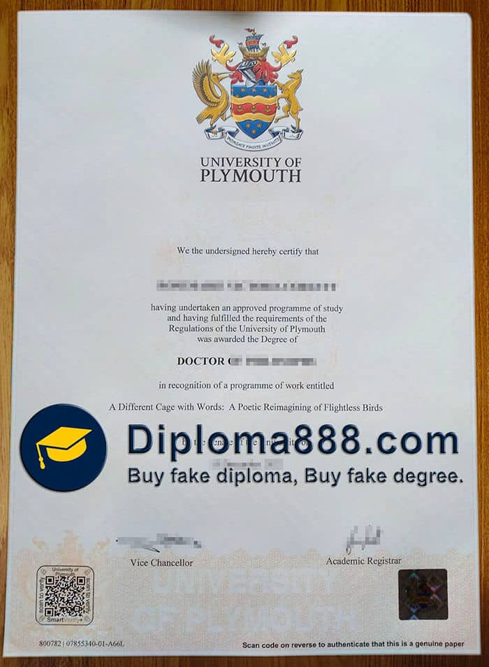 buy fake University of Plymouth degree