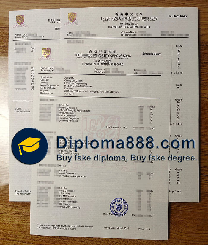 buy fake Chinese University of Hong Kong transcript