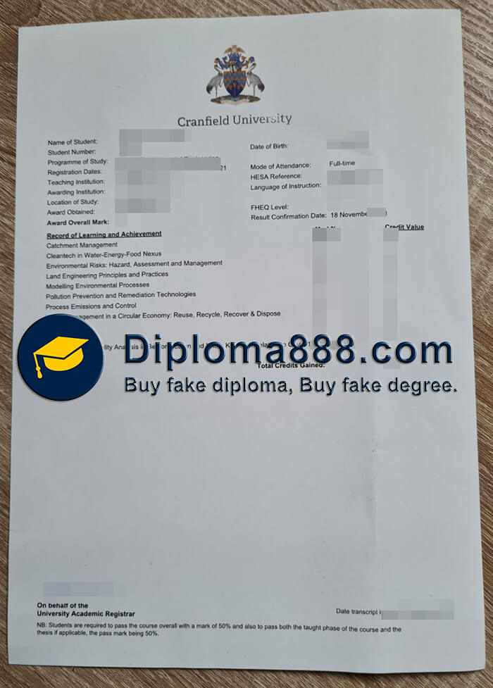 make a Cranfield University Academic transcript