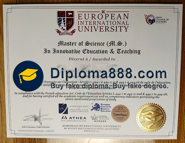 buy fake European International University degree