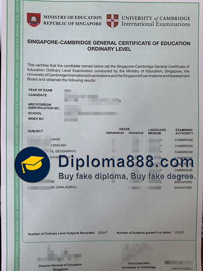 buy fake Singapore-Cambridge GCE O-Level certificate