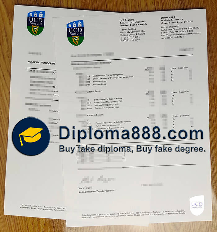 buy fake University College Dublin transcript