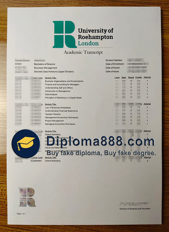 buy fake University of Roehampton transcript