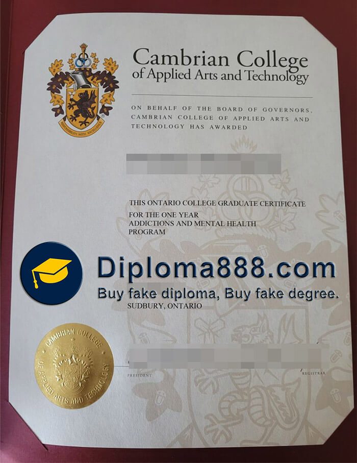 buy fake Cambrian College of Applied Arts and Technology degree
