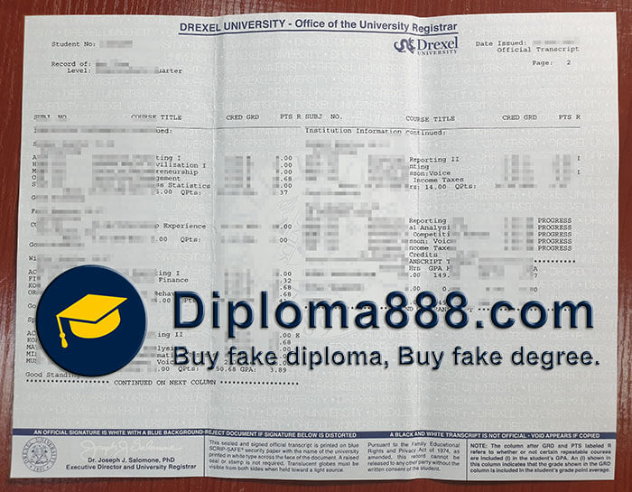 buy fake Drexel University transcript