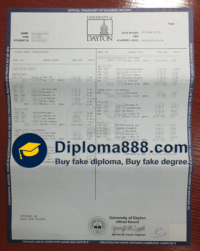 make a fake University of Dayton transcript