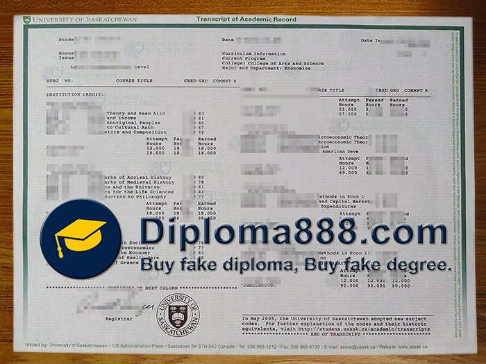 buy fake University of Saskatchewan transcript