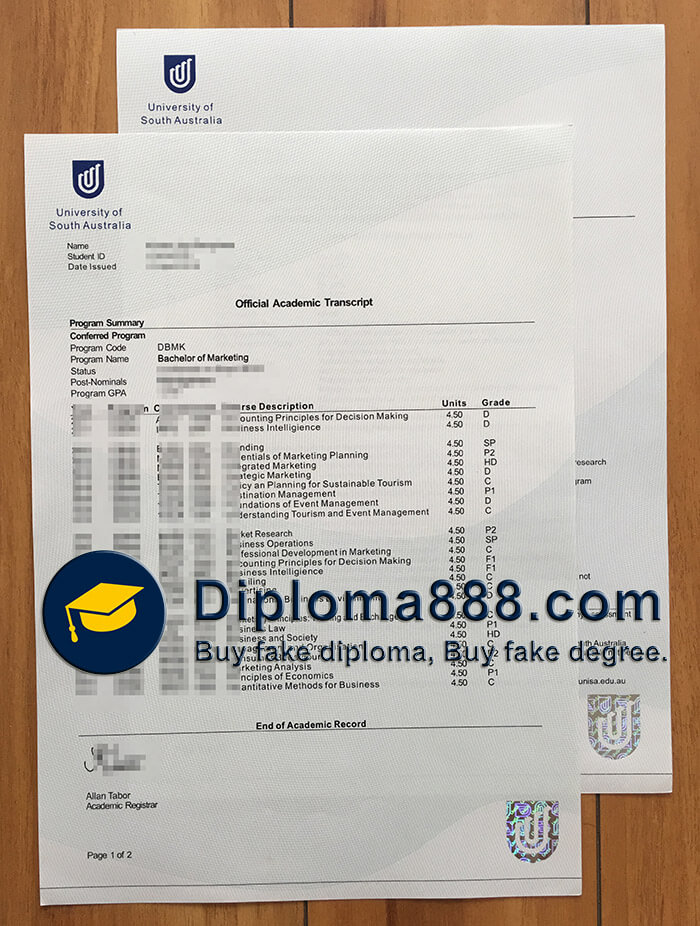 buy fake University of South Australia transcript