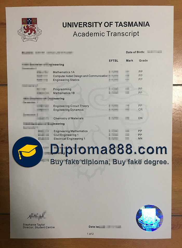 buy fake University of Tasmania transcript