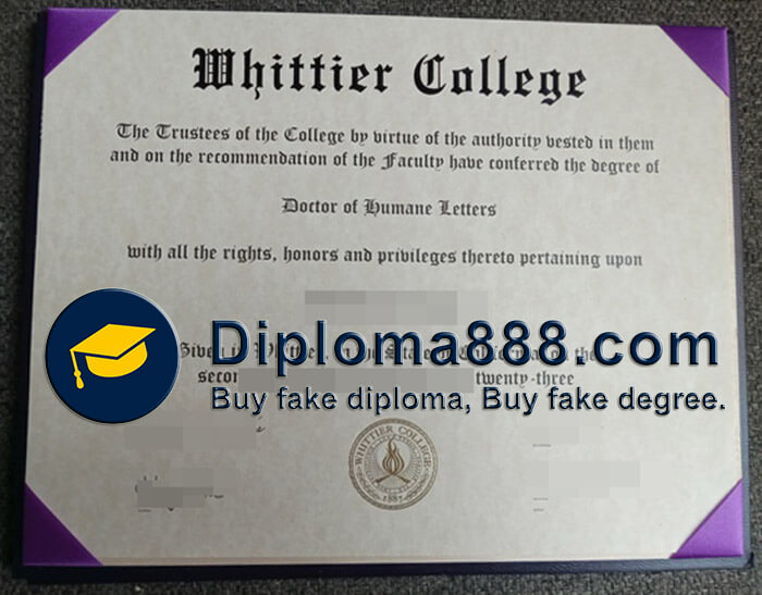 buy fake Whittier College degree