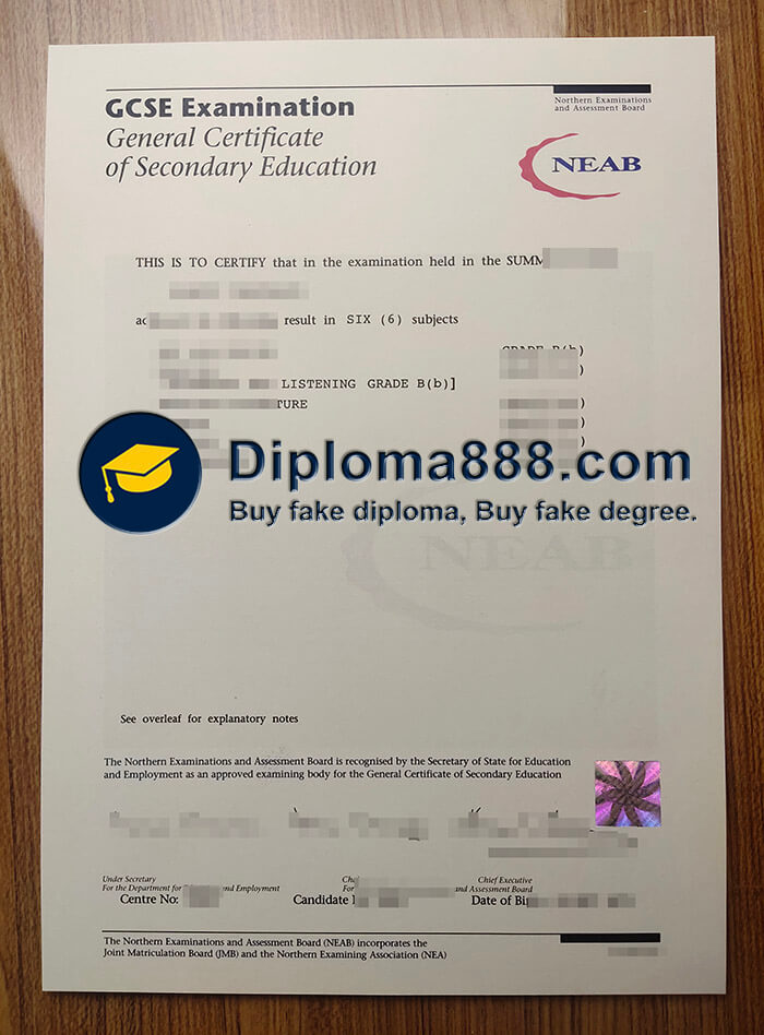 buy fake NEAB GCSE Examination certificate
