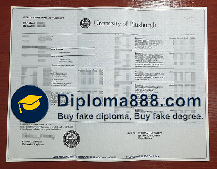 buy fake University of Pittsburgh transcript