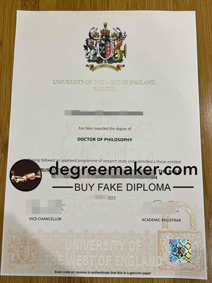 fake University of the West of England Bristol degree