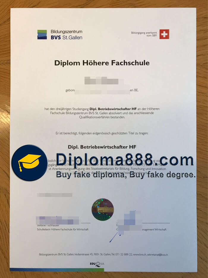 buy fake Bildungszentrum BVS St. Gallen degree