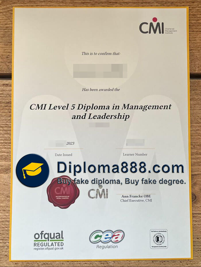 buy fake CMI Level 5 diploma in Management and Leadership
