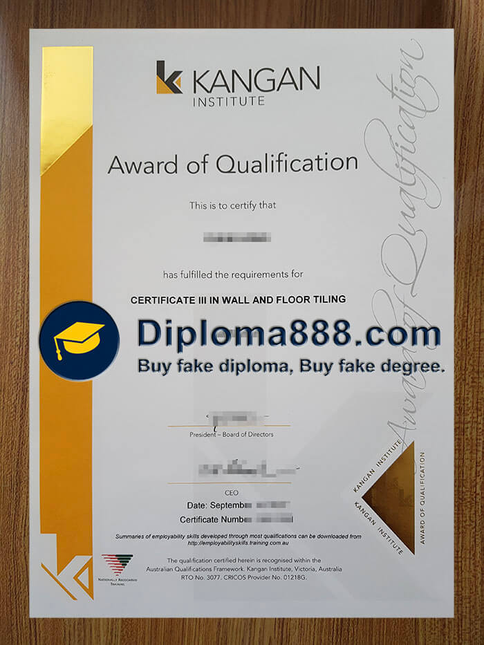 buy fake Kangan Institute Award of Qualification certificate