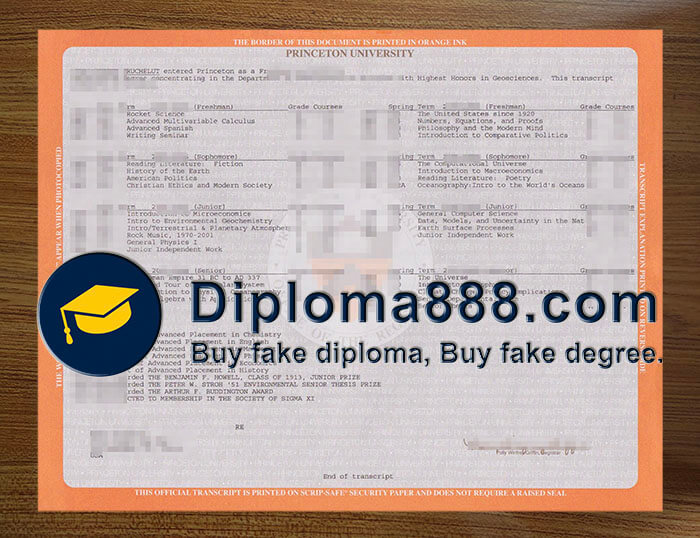 buy fake Princeton University transcript