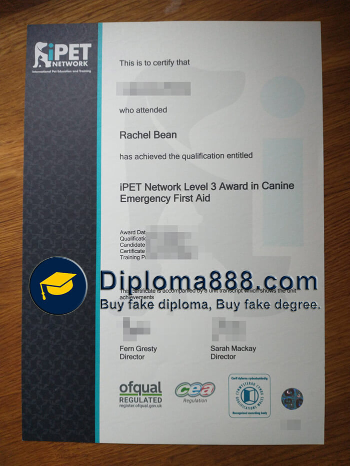 order iPET Network Level 3 Award certificate
