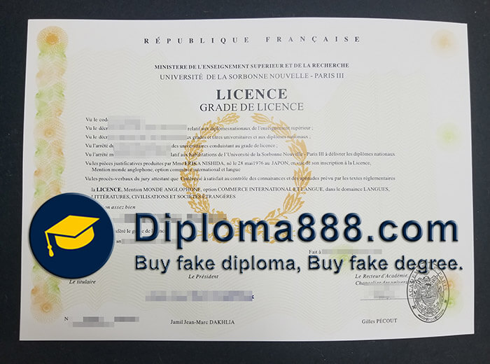 buy fake Sorbonne Nouvelle University Paris 3 degree