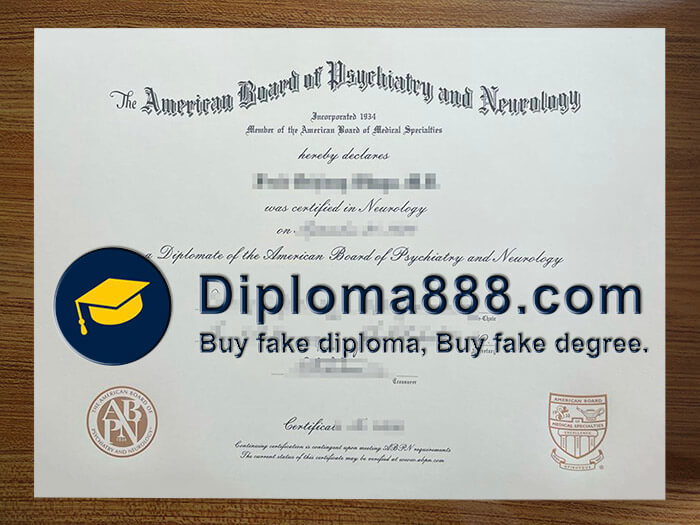 buy American Board of Psychiatry and Neurology certificate