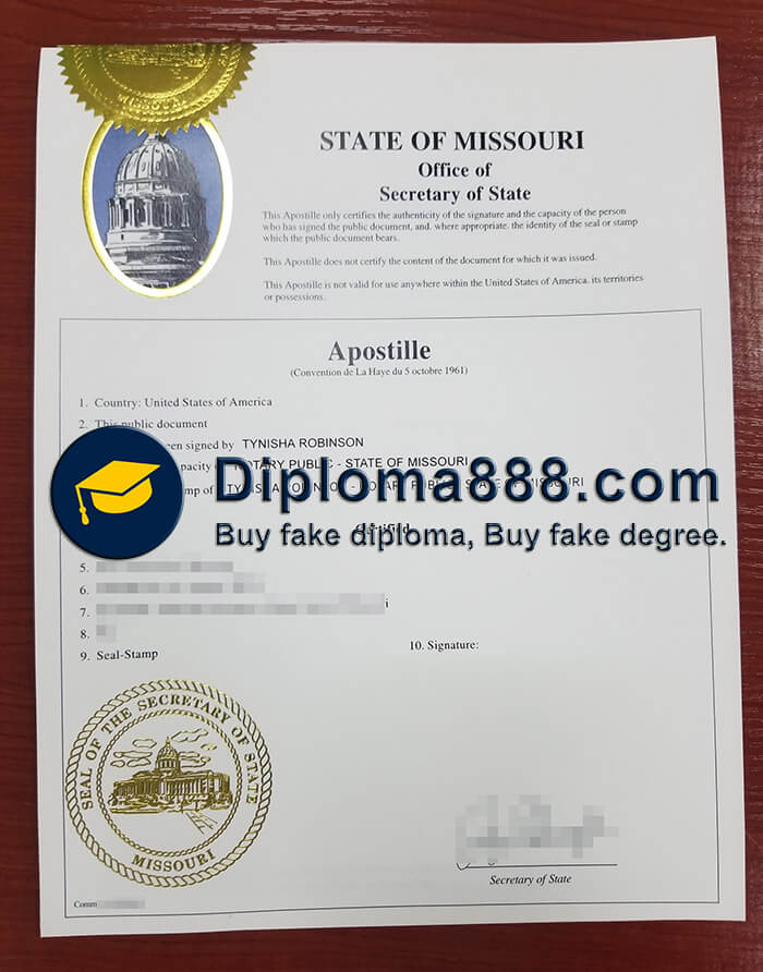 buy fake State of Missouri Apostille