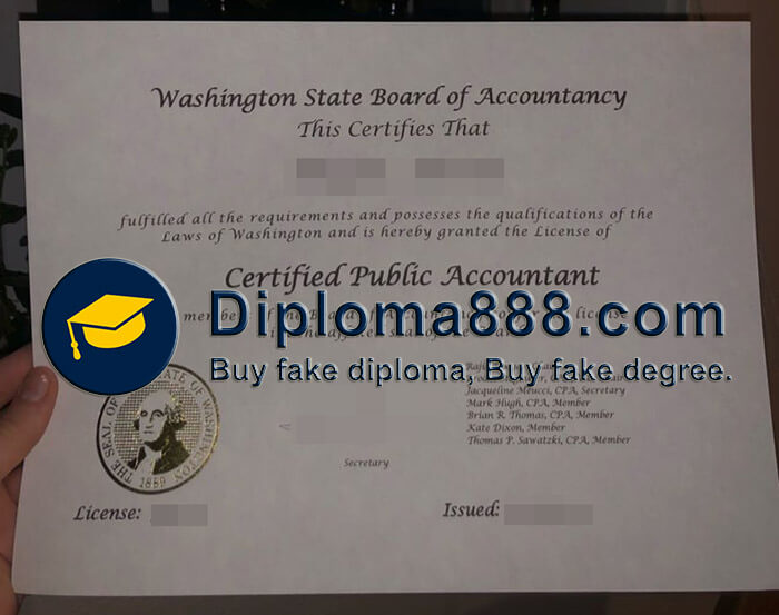 buy fake Washington State CPA certificate