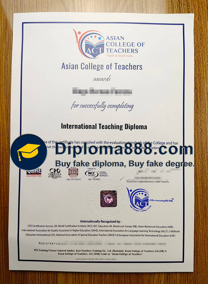 buy fake Asian College of Teachers diploma