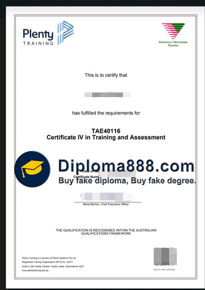 buy fake Certificate IV in Training and Assessment