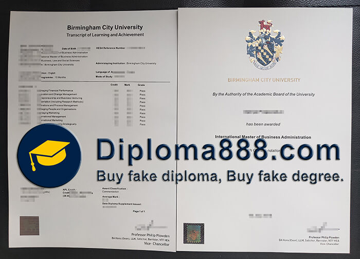 buy fake Birmingham City University diploma,
