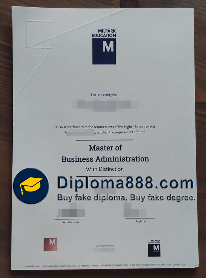 buy fake Milpark Education diploma