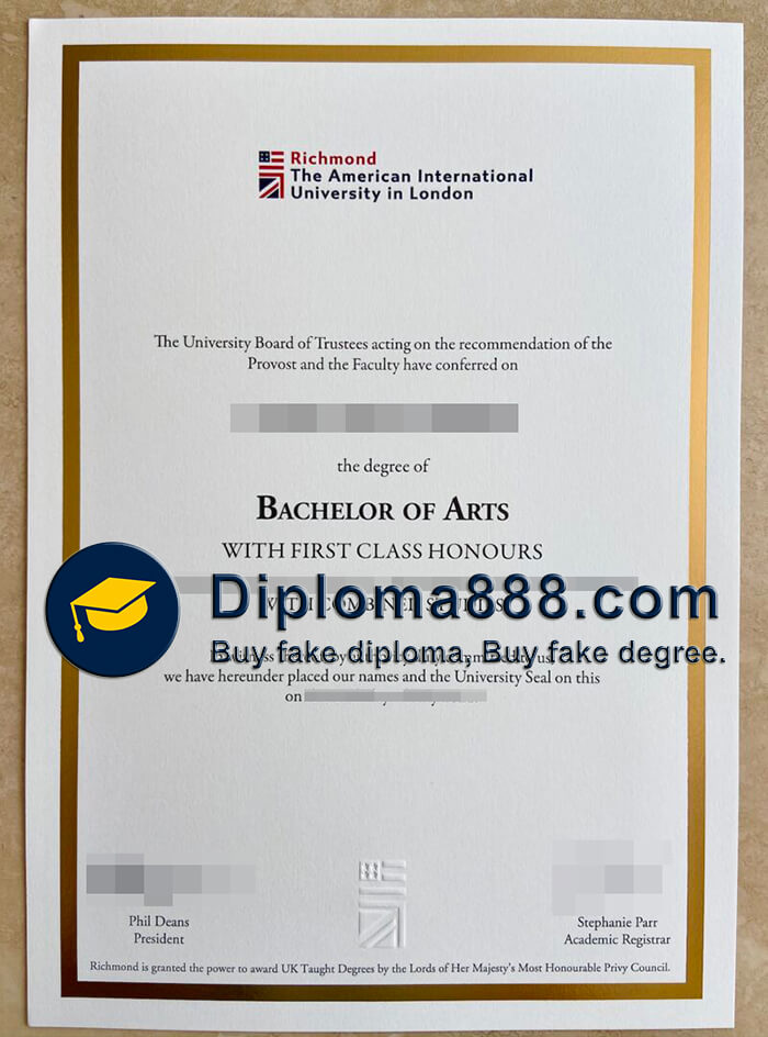 Richmond American University London diploma